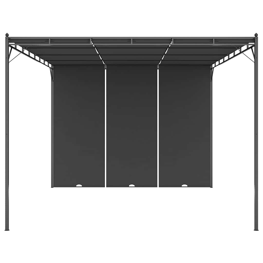 Antracitszürke kerti pavilon oldalfüggönnyel 4 x 3 x 2,25 m 2