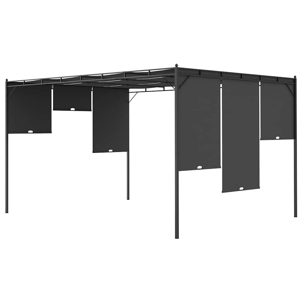 Antracitszürke kerti pavilon oldalfüggönnyel 4 x 3 x 2,25 m 5
