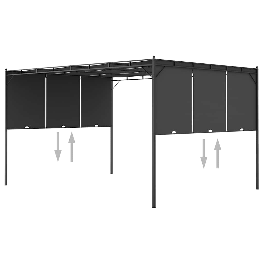 Antracitszürke kerti pavilon oldalfüggönnyel 4 x 3 x 2,25 m 6