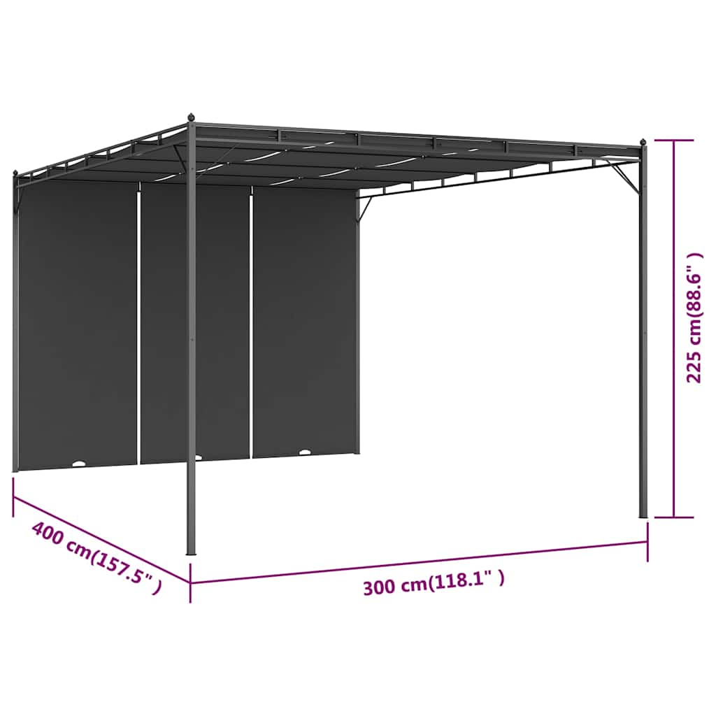 Antracitszürke kerti pavilon oldalfüggönnyel 4 x 3 x 2,25 m 8