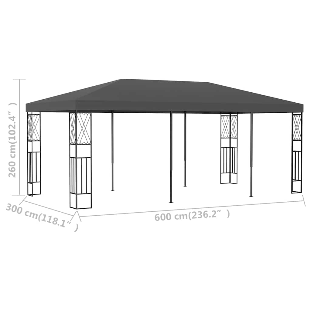 Antracitszürke szövetpavilon 3 x 6 m 6