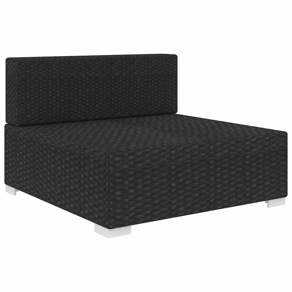 Fekete moduláris polyrattan középső kanapé párnákkal 2