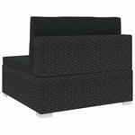 Fekete moduláris polyrattan középső kanapé párnákkal 4