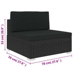 Fekete moduláris polyrattan középső kanapé párnákkal 5
