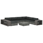 10 részes szürke polyrattan kerti ülőgarnitúra párnákkal 2