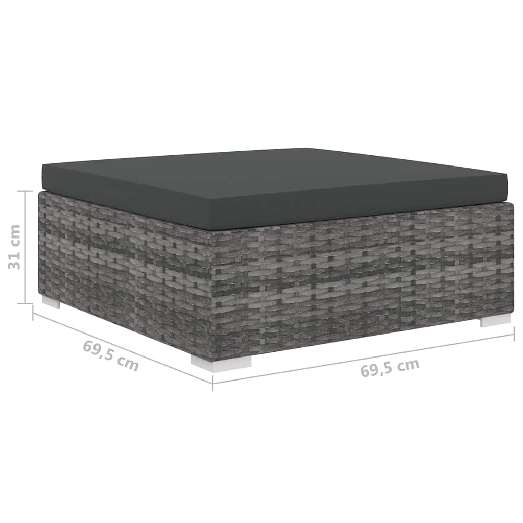 10 részes szürke polyrattan kerti ülőgarnitúra párnákkal 12