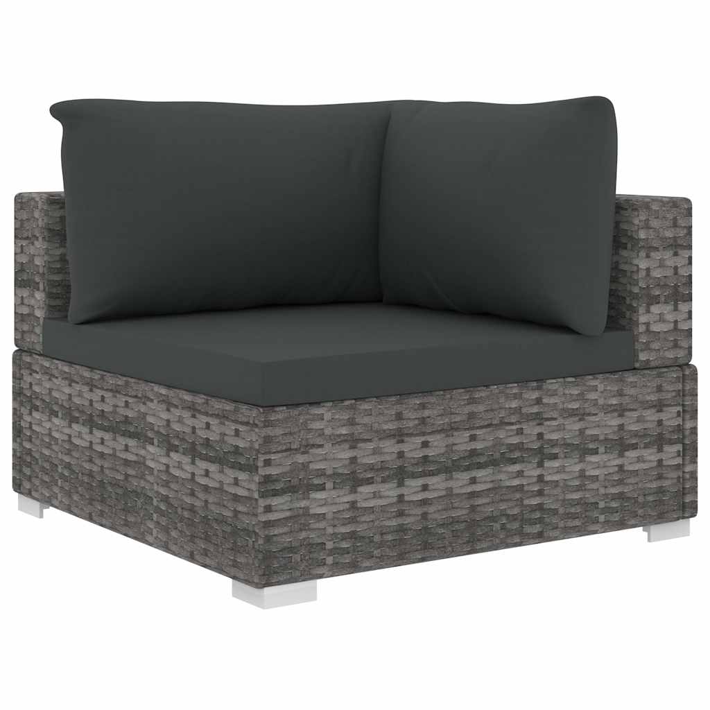 10 részes szürke polyrattan kerti ülőgarnitúra párnákkal 4