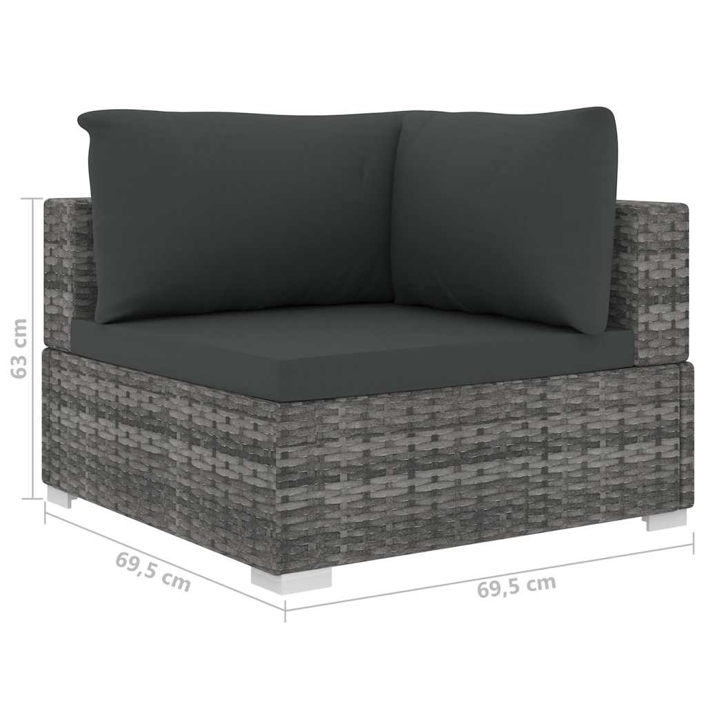 10 részes szürke polyrattan kerti ülőgarnitúra párnákkal 10