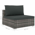 10 részes szürke polyrattan kerti ülőgarnitúra párnákkal 11