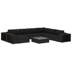 10 részes fekete polyrattan kerti ülőgarnitúra párnákkal 2