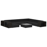 10 részes fekete polyrattan kerti ülőgarnitúra párnákkal 3