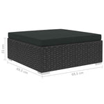 10 részes fekete polyrattan kerti ülőgarnitúra párnákkal 12