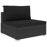 10 részes fekete polyrattan kerti ülőgarnitúra párnákkal 5