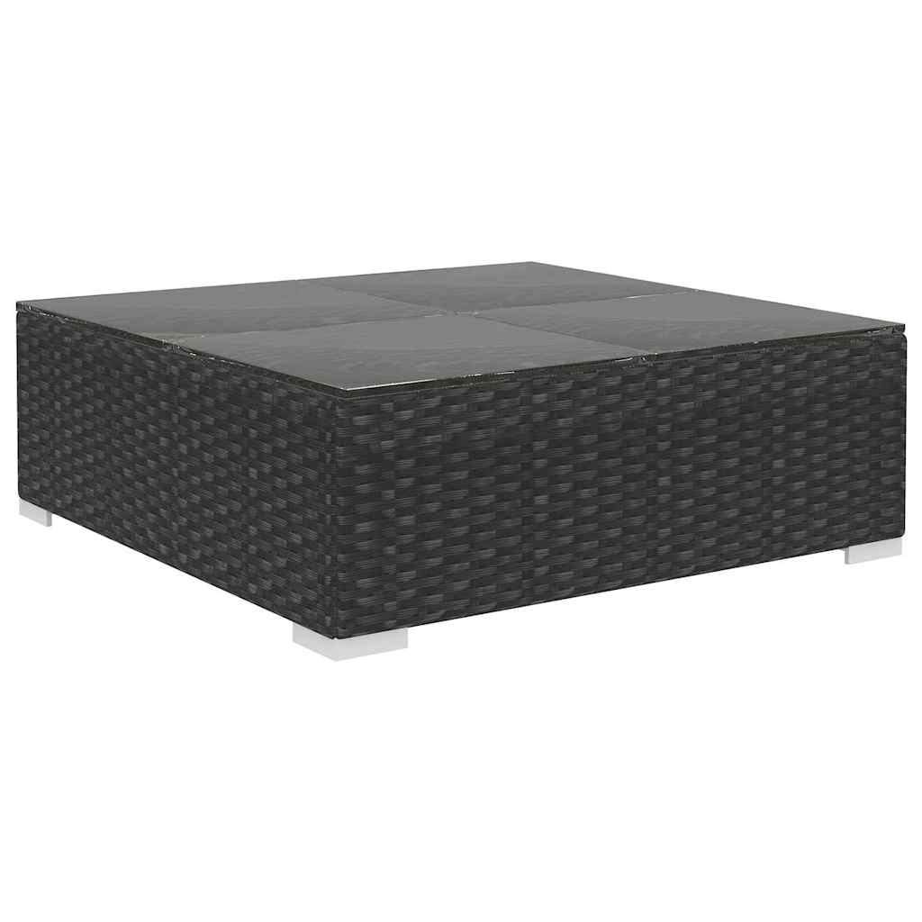 10 részes fekete polyrattan kerti ülőgarnitúra párnákkal 7
