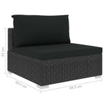 10 részes fekete polyrattan kerti ülőgarnitúra párnákkal 11