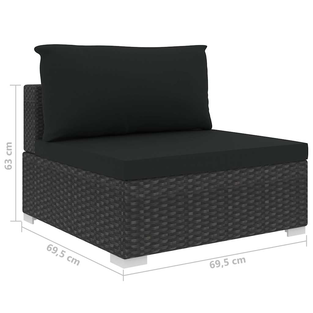 10 részes fekete polyrattan kerti ülőgarnitúra párnákkal 11