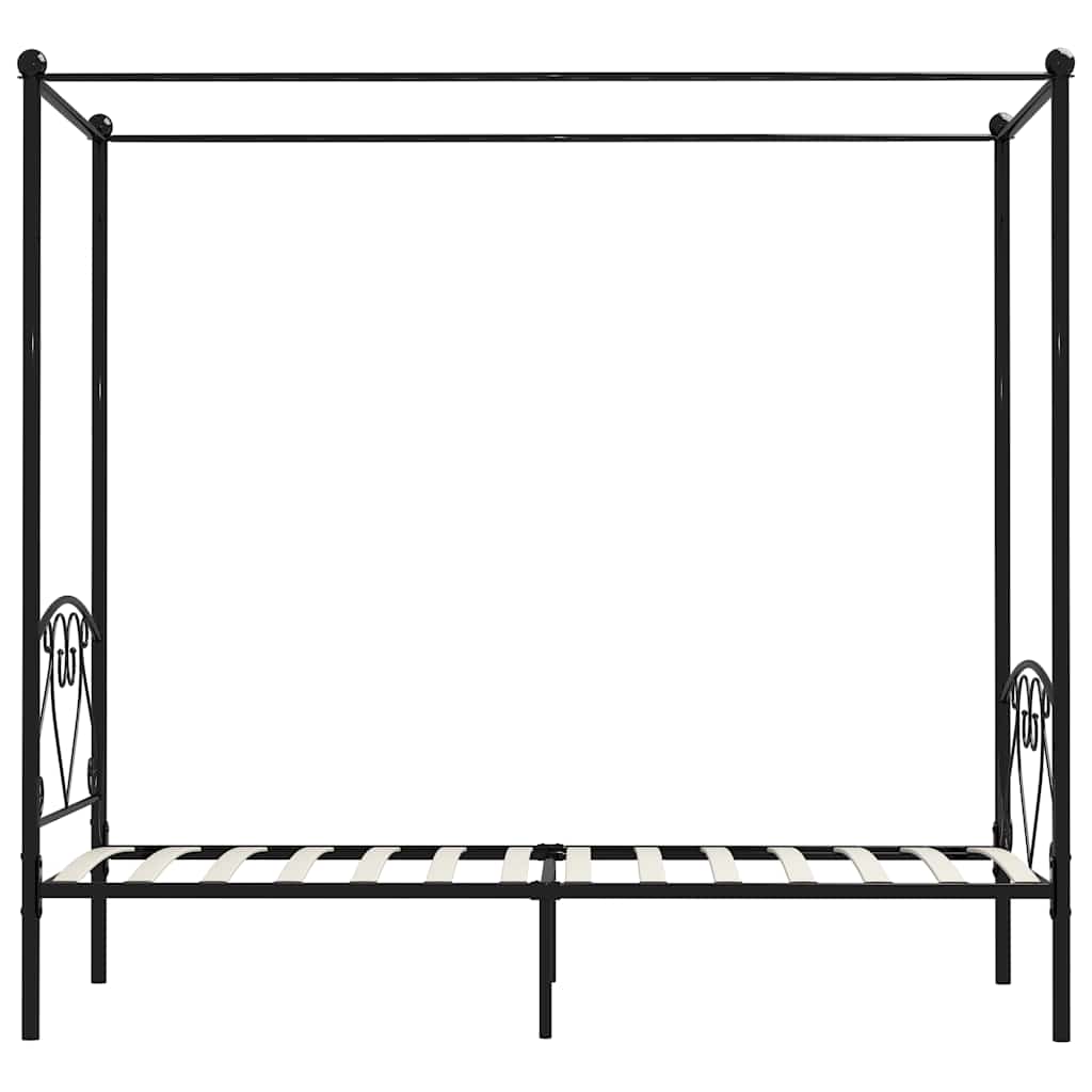Fekete fém baldachinos ágykeret 90 x 200 cm 4