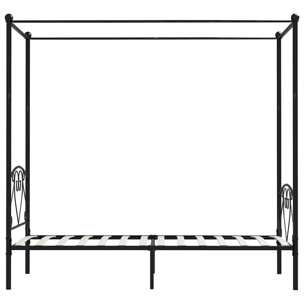 Fekete fém baldachinos ágykeret 120 x 200 cm 4
