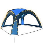 Kék rendezvénysátor LED-del és 4 oldalfallal 3,6 x 3,6 x 2,3 m 2