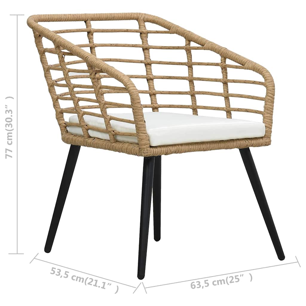 2 db tölgyszínű polyrattan kerti szék párnával 8
