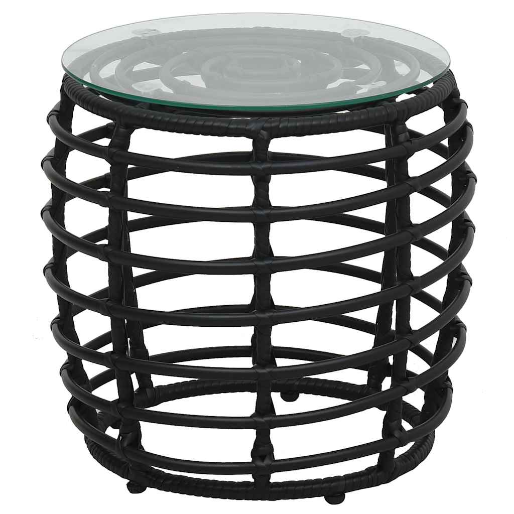 3-darabos fekete polyrattan bisztrószett 2