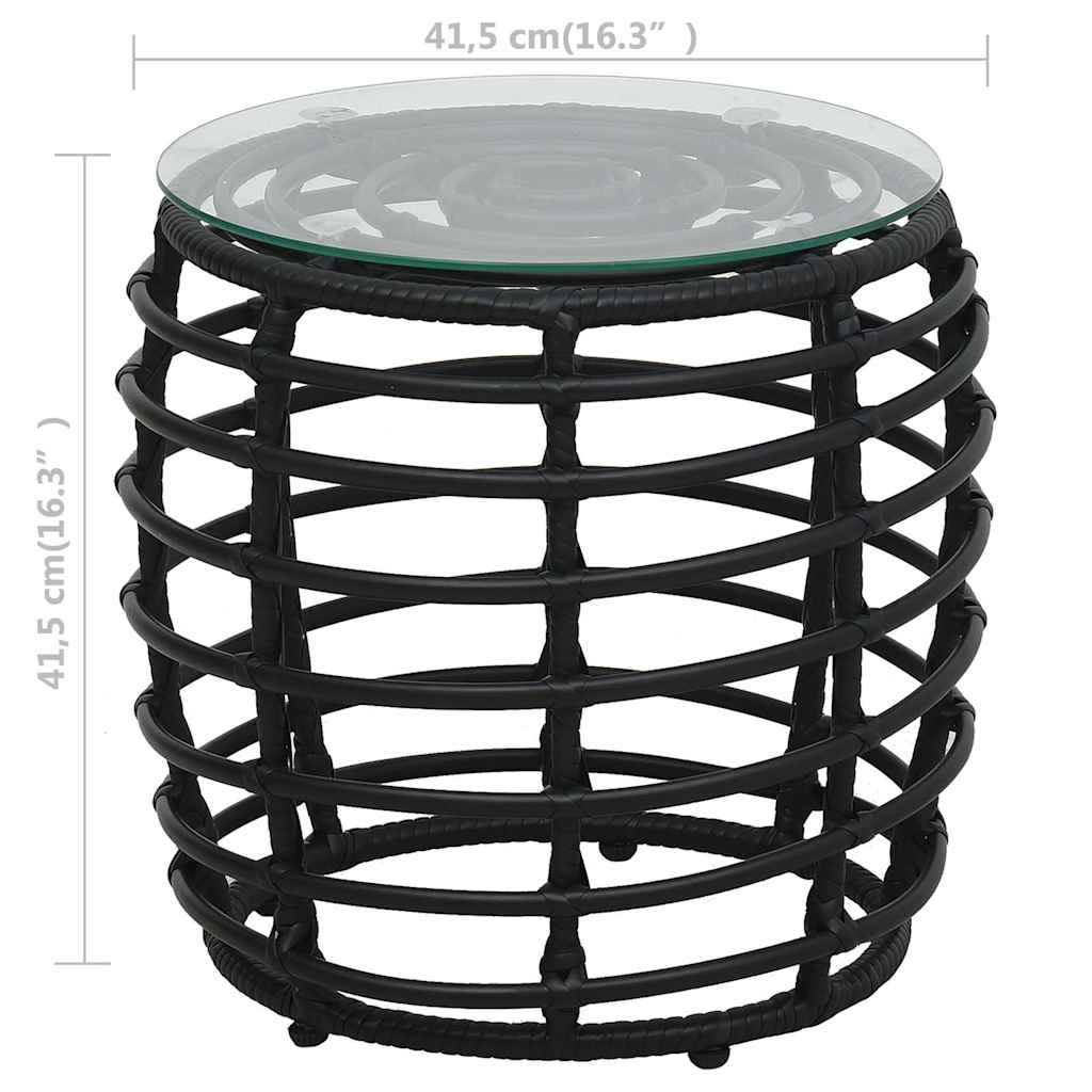 3-darabos fekete polyrattan bisztrószett 7