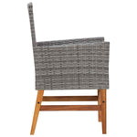 7 részes kültéri szürke polyrattan és akácfa étkezőgarnitúra 8