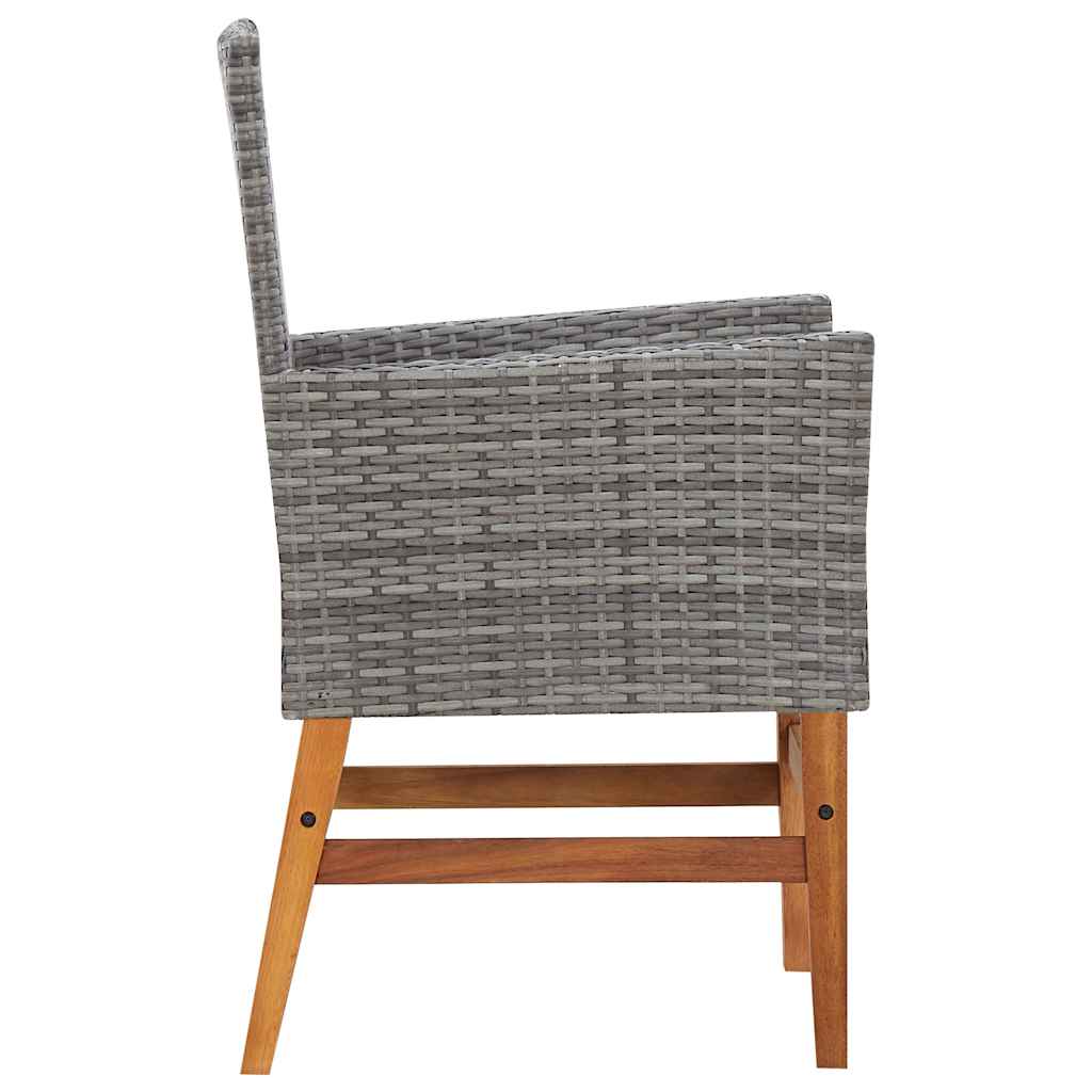 7 részes kültéri szürke polyrattan és akácfa étkezőgarnitúra 8