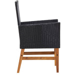 9 részes kültéri fekete polyrattan és akácfa étkezőgarnitúra 8