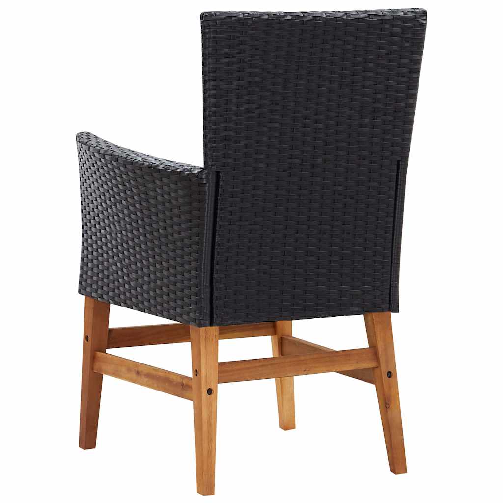 9 részes kültéri fekete polyrattan és akácfa étkezőgarnitúra 9