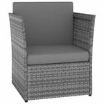 Antracitszürke kerti polyrattan szék zsámollyal 2