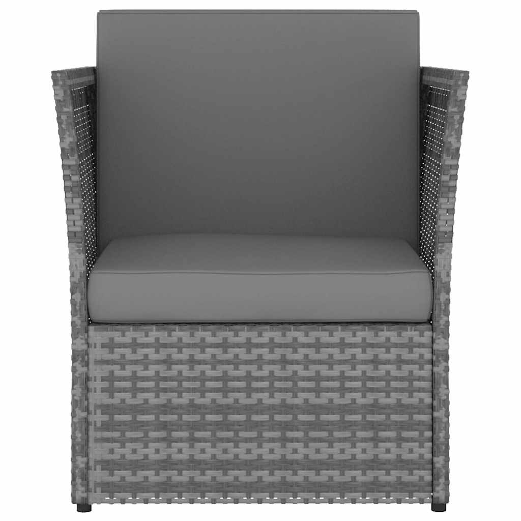 Antracitszürke kerti polyrattan szék zsámollyal 3