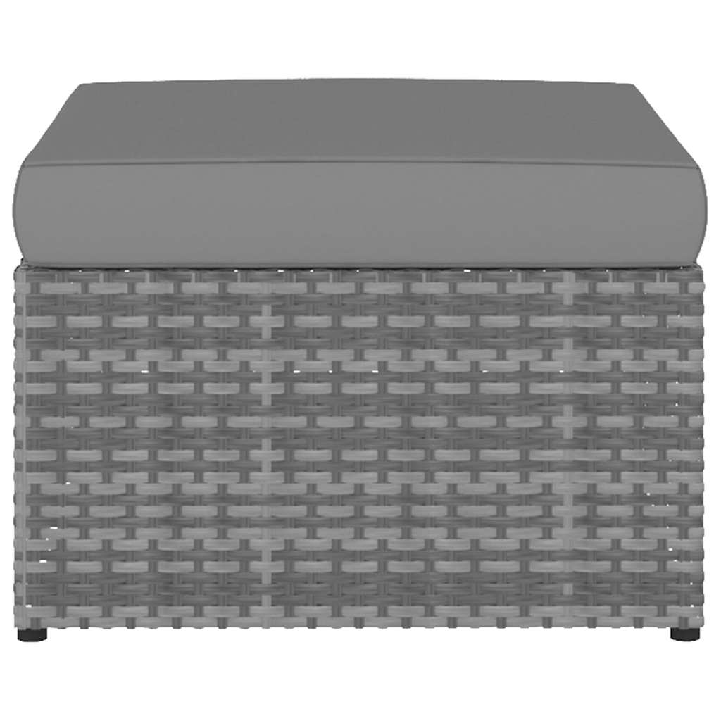 Antracitszürke kerti polyrattan szék zsámollyal 7