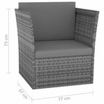 Antracitszürke kerti polyrattan szék zsámollyal 8