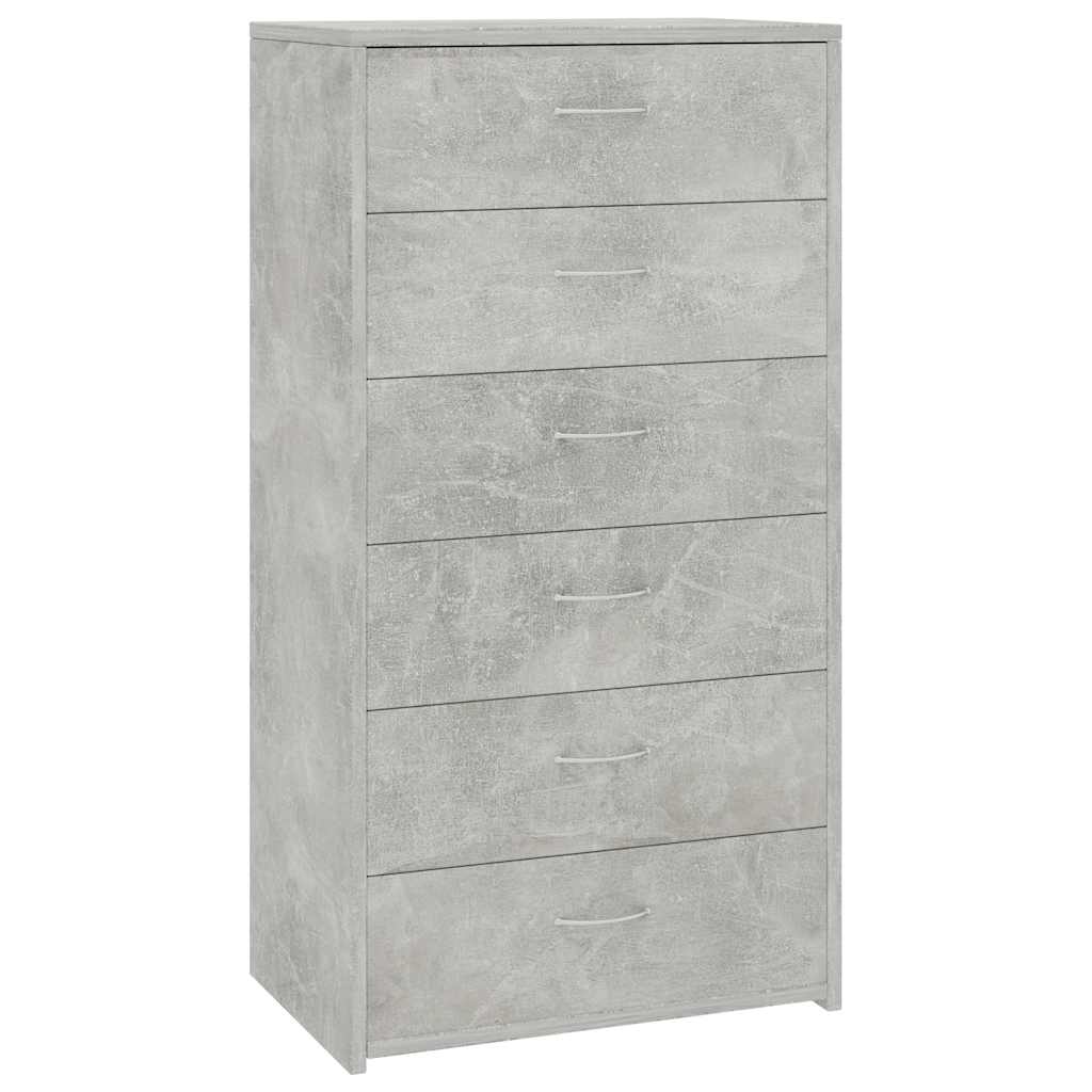 6-fiókos betonszürke szerelt fa tálalószekrény 50 x 34 x 96 cm 2