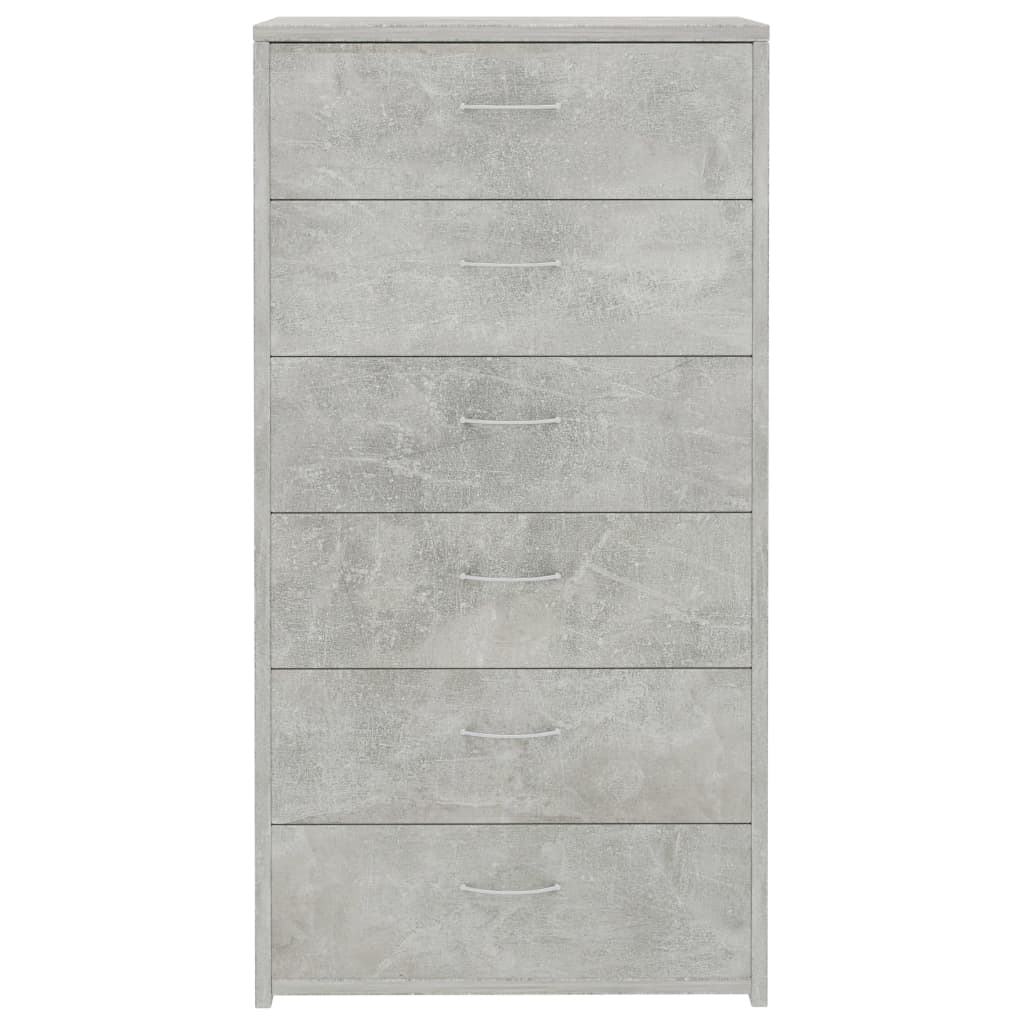 6-fiókos betonszürke szerelt fa tálalószekrény 50 x 34 x 96 cm 4