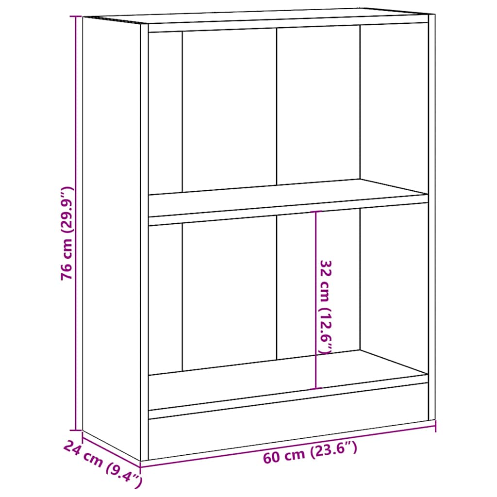 Betonszürke szerelt fa könyvespolc 60 x 24 x 76 cm 10