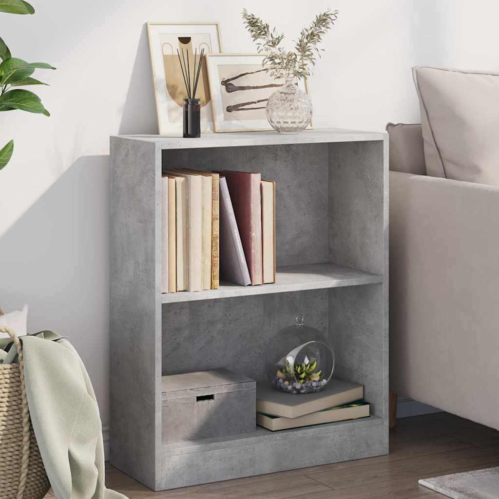 Betonszürke szerelt fa könyvespolc 60 x 24 x 76 cm