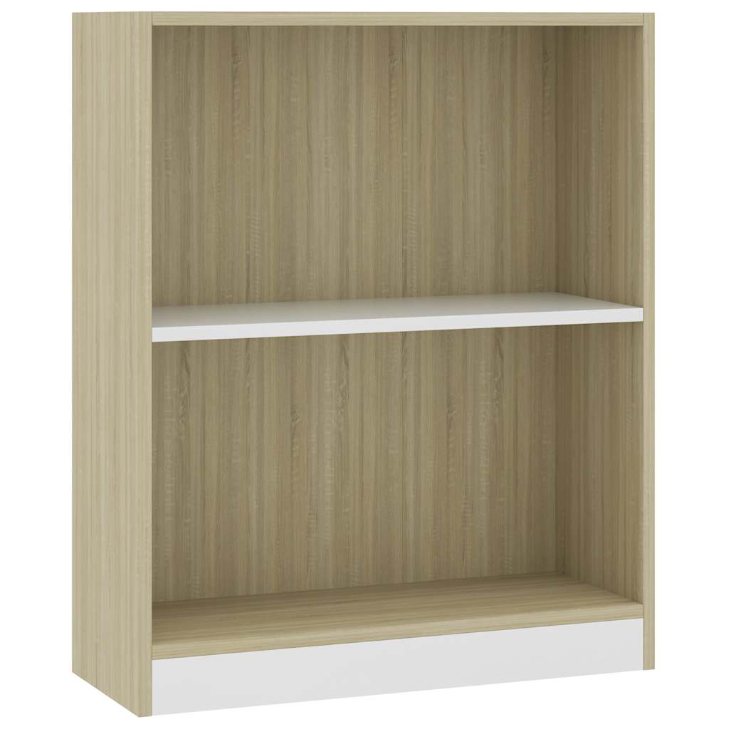 Fehér és sonoma tölgy színű szerelt fa könyvespolc 60x24x76 cm 2