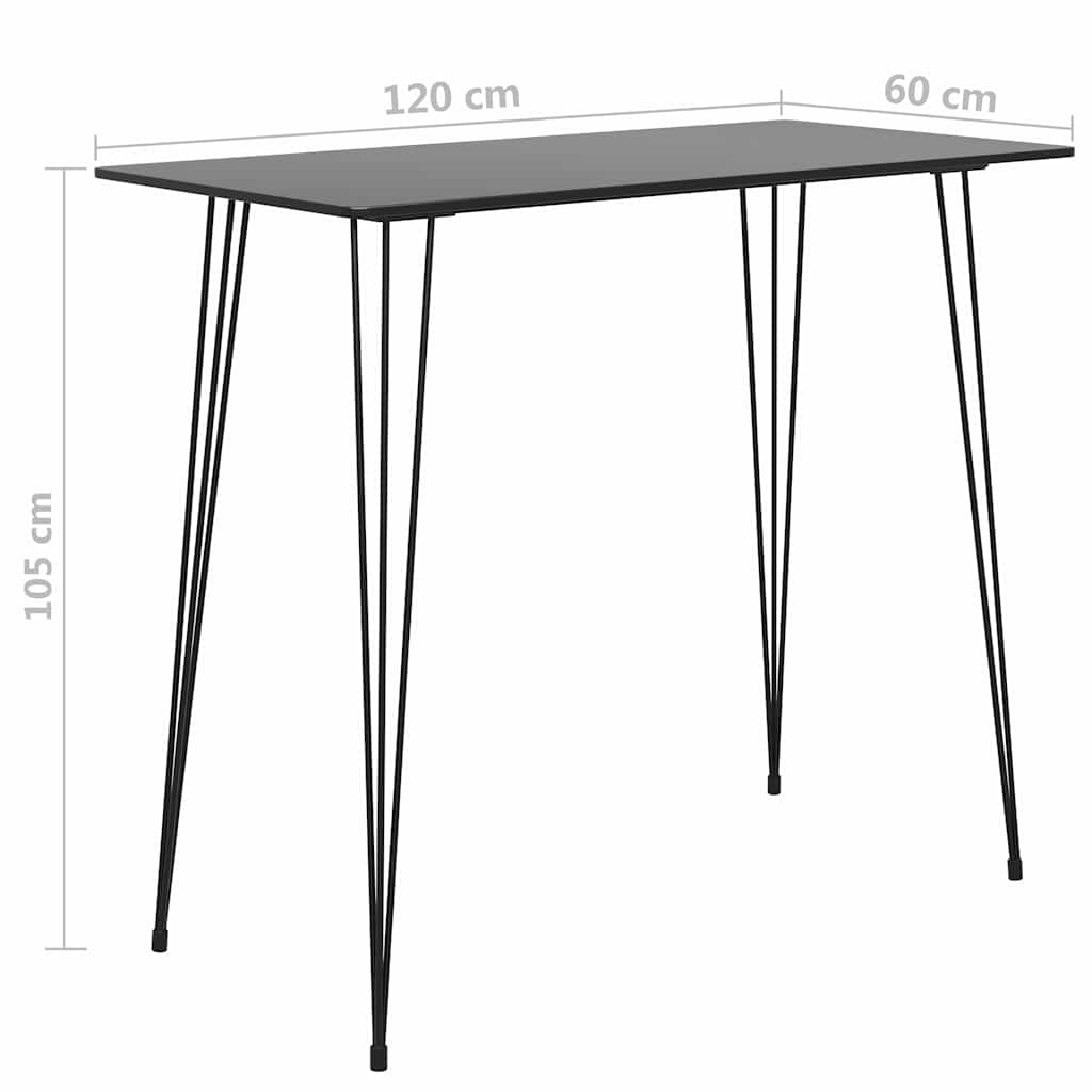 Fekete bárasztal 120x60x105 cm 5