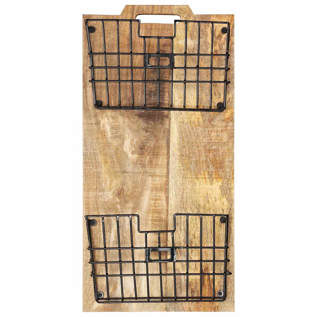 Tömör nyers mangófa falra szerelhető újságtartó 33 x 10 x 67 cm 2