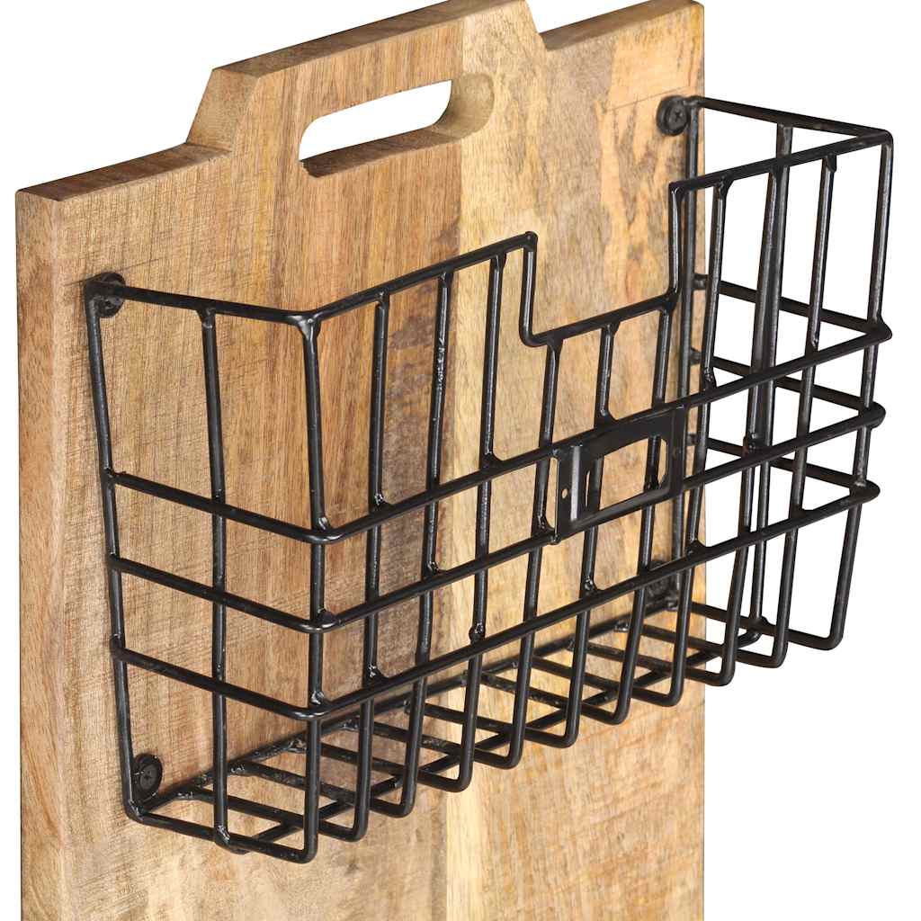 Tömör nyers mangófa falra szerelhető újságtartó 33 x 10 x 67 cm 3