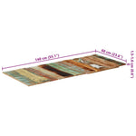 Négyszögű tömör újrahasznosított fa asztallap 60x140cm 15-16 mm 12
