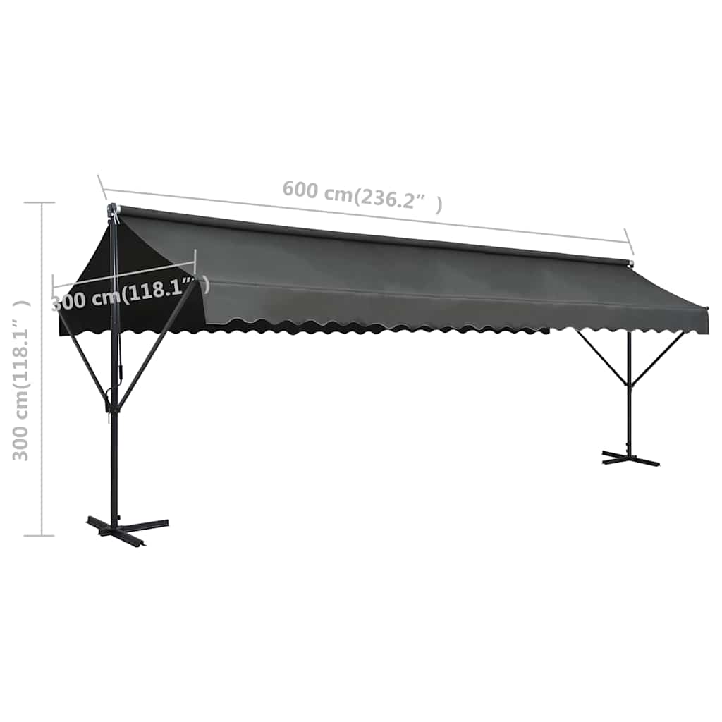 Antracitszürke szabadon álló napellenző 600 x 300 cm 8