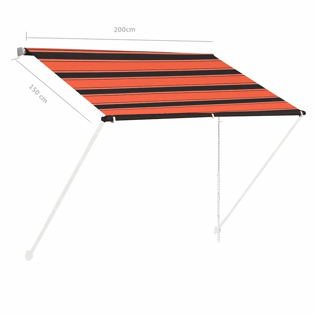 Narancssárga és barna feltekerhető napellenző 200 x 150 cm 7