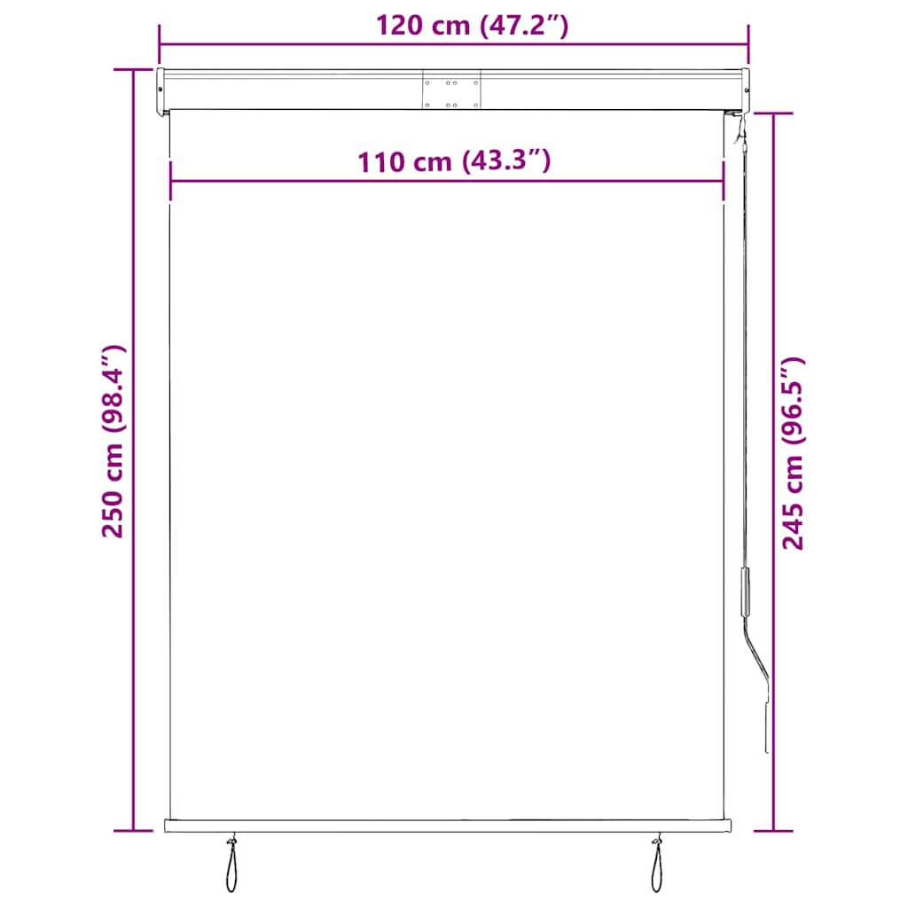 Krémszínű kültéri roló 120 x 250 cm 10