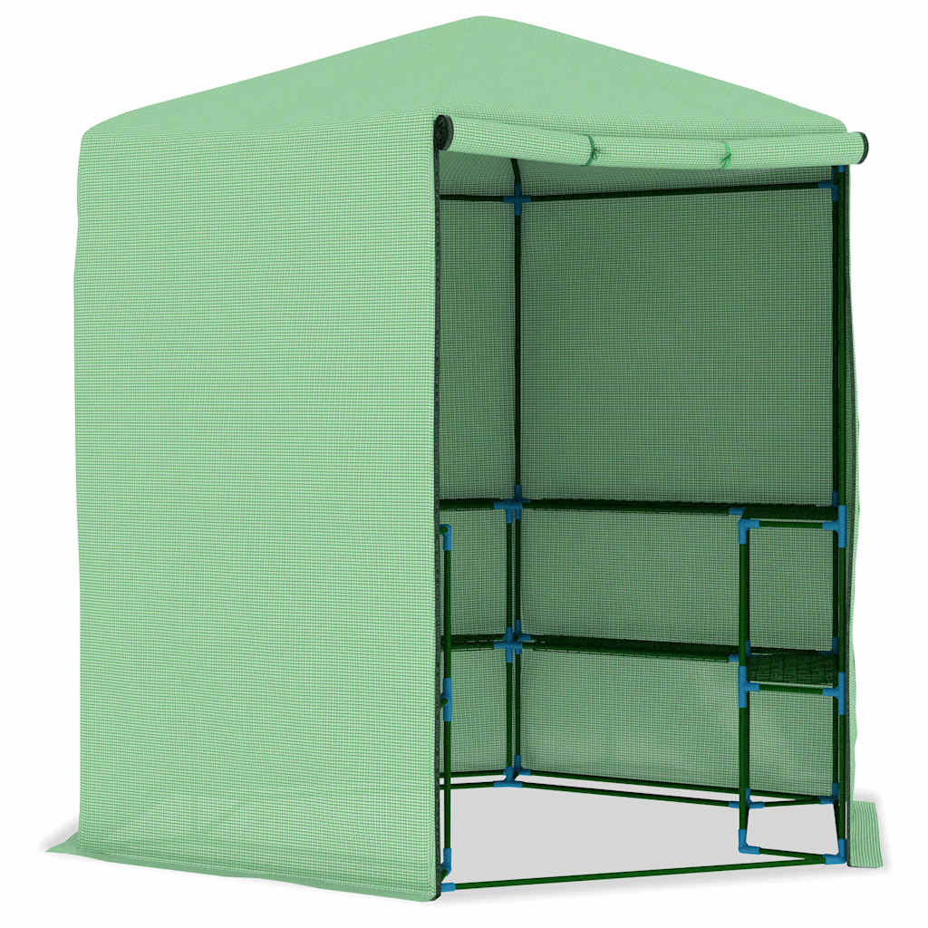 Acél melegház polcokkal 227 x 223 cm 3