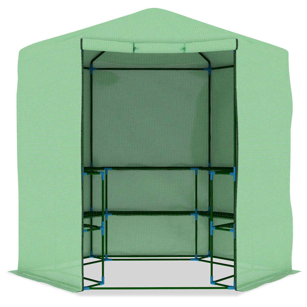 Acél melegház polcokkal 227 x 223 cm 4