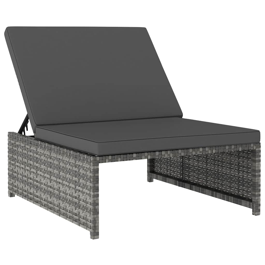 2 db szürke polyrattan dönthető kerti szék asztallal 5