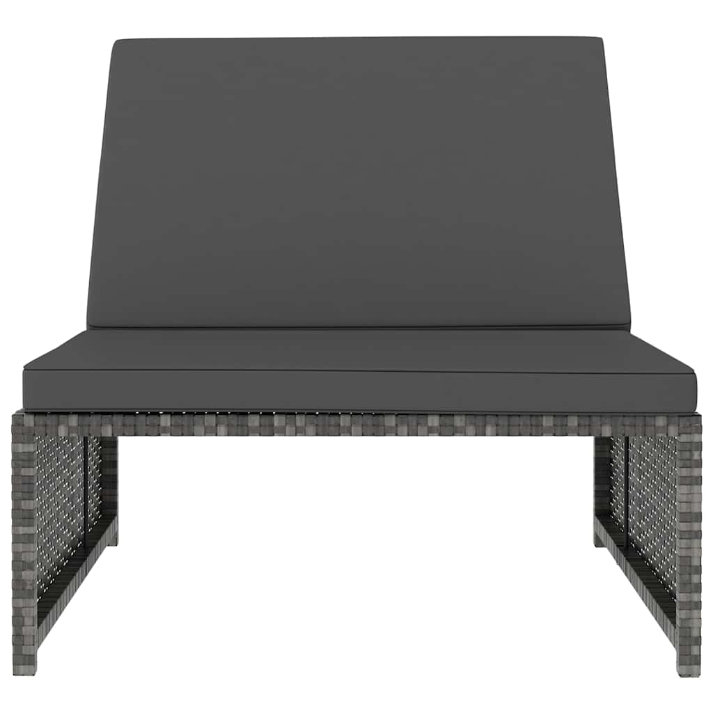 2 db szürke polyrattan dönthető kerti szék asztallal 6